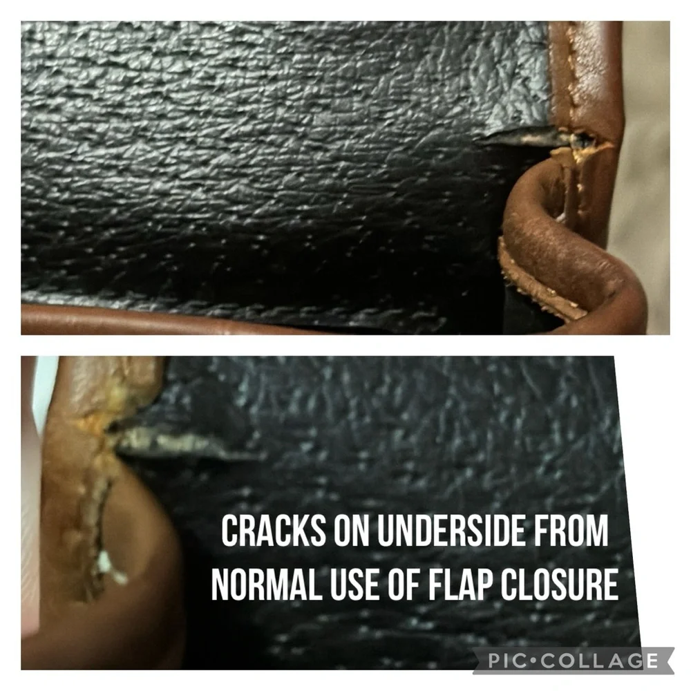 Vintage Longchamp Crossbody Bag-Leather-Brown Tones/Black-Flap Snap Closure - Picture 14 of 17